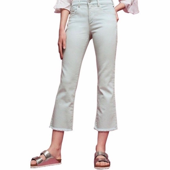 Anthropologie Pilcro High-Rise Cropped Jeans Mint Green Size 27 - Picture 2 of 8